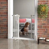 PawHut Pressure Fit Dog Stair Gate No Drilling Safety Gate Auto Close for Doorways, Hallways, 74-94cm Adjustable, 94cm Tall, White(m-10)
