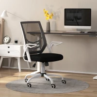 Vinsetto Mesh Office Chair, Computer Desk Chair with Flip-up Armrests, Lumbar Back Support and Swivel Wheels, Black(m-2)