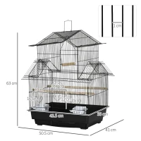 PawHut Metal Bird Cage with Plastic Swing, Perch, Food Container, Tray, Handle, for Finches, Canaries, 44.5 x 33 x 67cm(m-3)