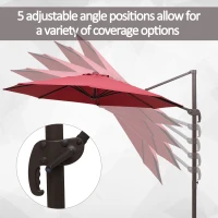 Outsunny 3m Cantilever Aluminium Frame Outdoor Garden Parasol Wine Red(m-4)