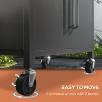 Outsunny 4 Burner Gas BBQ Grill Outdoor Portable Barbecue Trolley w/ Warming Rack, Side Shelves, Storage Cabinet, Thermometer(m-7)