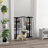 PawHut Metal 74-80cm Adjustable Pet Gate Safety Barrier w/ Auto-Close Door Black(m-2)