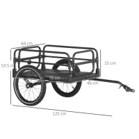 HOMCOM Steel Bike Trailer with Triple Safety, Wagon Bicycle Trailer with Suspension, 2 Wheels Outdoor Storage Carrier, Black(m-3)