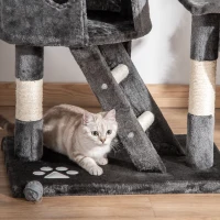 PawHut Floor-to-Ceiling Cat Tree for Indoor Cats, 240-260cm Adjustable Cat Tree - Dark Grey(m-8)