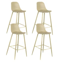 STONES Set 4 Sgabelli da cucina in polipropilene con gambe in metallo, 47.5x47x91.5cm, giallo(m-1)