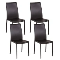 STONES Set 4 Sedie Impilabili in Similcuoio con Gambe in Similcuoio, 42x41x95 cm, Cioccolato(m-1)