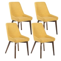 STONES Set 4 Sedie da pranzo rivestite in tessuto con struttura in massello di noce, 62x49.5x87cm, giallo(m-1)