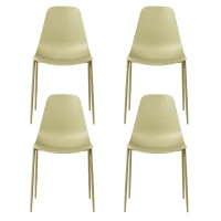 STONES Set 4 Sedie con seduta e schienale in polipropilene e gambe in metallo, 49x48.5x88cm, giallo(m-1)
