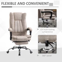 Vinsetto Home Office Chair Microfibre Desk Chair with Reclining Function Armrests Swivel Wheels Footrest Beige(m-5)