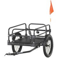 HOMCOM Steel Bike Trailer with Triple Safety, Wagon Bicycle Trailer with Suspension, 2 Wheels Outdoor Storage Carrier, Black(m-11)
