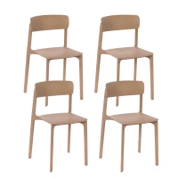 STONES Set 4 Sedie impilabili in polipropilene, 41x46x79.5cm, marrone chiaro(m-1)