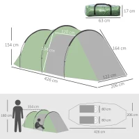 Outsunny Three-Man, Two-Room Tent - Green(m-3)