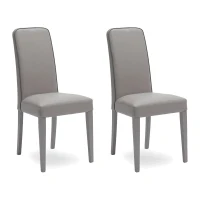 STONES Set 2 Sedie in Similpelle con Seduta Rivestita e Gambe in Legno di Faggio Laccato, 59x46x99 cm, Grigio Scuro(m-1)