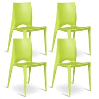 STONES Set 4 Sedie Impilabili in Polipropilene, 41x44x84 cm, Verde(m-1)