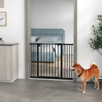 PawHut Metal 74-100cm Wide Adjustable Dog Gate Black(m-10)