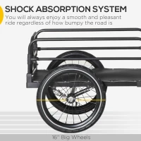 HOMCOM Steel Bike Trailer with Triple Safety, Wagon Bicycle Trailer with Suspension, 2 Wheels Outdoor Storage Carrier, Black(m-4)