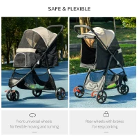 PawHut Foldable Pet Stroller w/ Rain Cover, for XS Dogs, S Dogs - Khaki(m-6)