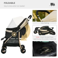 PawHut Pet Stroller for Small and Miniature Dogs, with Rain Cover - Khaki(m-5)