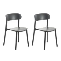 STONES Set 2 Sedie in polipropilene con seduta e schienale in polipropilene, 48x52x77.5cm, grigio scuro(m-1)