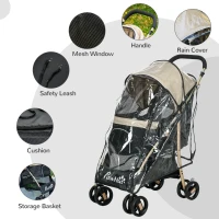 PawHut Pet Stroller for Small and Miniature Dogs, with Rain Cover - Khaki(m-7)