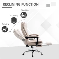 Vinsetto Home Office Chair Microfibre Desk Chair with Reclining Function Armrests Swivel Wheels Footrest Beige(m-4)
