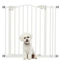 PawHut Metal 74-87cm Adjustable Pet Gate Safety Barrier w/ Auto-Close Door White(m-10)