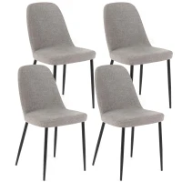 STONES Set 4 Sedie da pranzo rivestite in tessuto con gambe in metallo, 55x46x85cm, grigio chiaro(m-1)