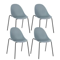 STONES Set 4 Sedie impilabili in polipropilene con gambe in metallo, 50x51x79cm, azzurro(m-1)