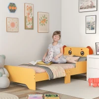 ZONEKIZ Cadru Pat Pentru Copii, Mobilier Dormitor Pentru Copii cu Vârsta de 3-6 Ani, Pat Cățeluș pentru Copii, 143x74x58 cm, Galben(m-2)