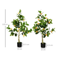 HOMCOM Set 2 Plante Artificiale de Lămâi și Portocale, Plante Decorative Artificiale cu Ghiveci, Ø15x12,5 cm, Verde(m-3)
