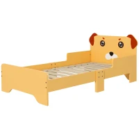 ZONEKIZ Cadru Pat Pentru Copii, Mobilier Dormitor Pentru Copii cu Vârsta de 3-6 Ani, Pat Cățeluș pentru Copii, 143x74x58 cm, Galben(m-1)