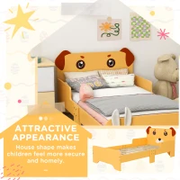 ZONEKIZ Cadru Pat Pentru Copii, Mobilier Dormitor Pentru Copii cu Vârsta de 3-6 Ani, Pat Cățeluș pentru Copii, 143x74x58 cm, Galben(m-4)