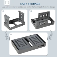PawHut Set 2 Boluri pentru Câini de 1.2L cu Picioare Detașabile, Bol pentru Câini, Înălțat din ABS și Oțel, 44x27.7x28 cm, Gri(m-6)