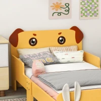 ZONEKIZ Cadru Pat Pentru Copii, Mobilier Dormitor Pentru Copii cu Vârsta de 3-6 Ani, Pat Cățeluș pentru Copii, 143x74x58 cm, Galben(m-9)