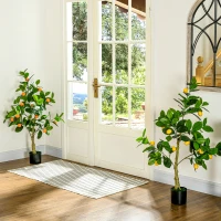 HOMCOM Set 2 Plante Artificiale de Lămâi și Portocale, Plante Decorative Artificiale cu Ghiveci, Ø15x12,5 cm, Verde(m-2)
