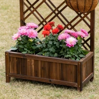 Outsunny Jardinieră pentru Exterior din Lemn, Jardinieră cu Spalier pentru Plante Agățătoare, 60x30x122.5 cm, Maro(m-9)