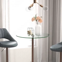 Homcom Masa Bistro Rotunda Bar – Blat Sticla Securizata Ø90 cm, Cadru Metalic Modern(m-9)