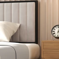 HOMCOM Tablie Tapitata cu Catifea Pentru Dormitor Crem(m-9)