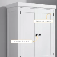 HOMCOM Dulap de bucatarie cu dulap superior si inferior si sertar central din MDF, placi aglomerate si metal, 76x40,5x184cm, alb(m-7)