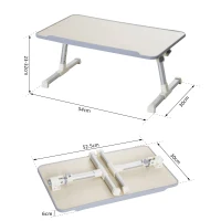 HOMCOM Mesa de Ordenador Plegable Soporte de Escritorio Portátil Mesa sobre Sofá Cama con Altura Ajustable para Desayuno Lectura 54x30x22,5-32 cm Natural(m-3)