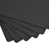 HOMCOM Esterillas Puzzle de Fitness de 6 Piezas 60x60x1,2 cm Esterilla Protectora de Suelo con Bordes de Espuma EVA de 2,16 m² para Ejercicio Gimnasio Juego Negro(m-9)