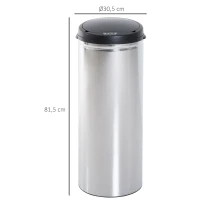 HOMCOM Contenedor Papelera Cubo Basura 50L con Sensor Detector Movimiento automático Acero Inoxidable (Varios tamaños)(m-3)