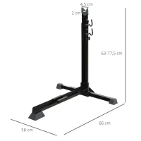HOMCOM Soporte para Colocar Bicicleta en Vertical Caballete de Bicicleta Ajustable en Altura con Correa de Fijación Fácil de Transportar Soporta 30 kg 66x56x63-77,5 cm Negro(m-3)