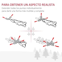 HOMCOM Árbol Artificial de Navidad de 490 Ramas 170 Luces LED Base de Metal Plegable Estructura con Bisagras para Interiores Φ75x150 cm Verde(m-7)