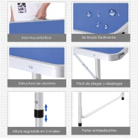 Outsunny Mesa de Ping-Pong Plegable Altura Ajustable en 3 Niveles Multifuncional Mesa de Picnic con Palas y Pelotas de Pin Pon 160x80x54/62/70cm Carga Máxima 30kg(m-4)