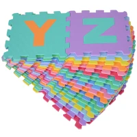 HOMCOM Alfombra puzzle Infantil 36 piezas de 31x31cm Números del 0 al 9 y 26 Letras Alfabeto Goma Espuma Alfombrilla de Juego para Bebés y Niños de 3,24㎡(m-8)