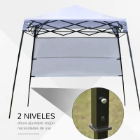 Outsunny Carpa Plegable 2,2x2,2x2m con Lateral Altura Ajustable Protección UV 50+ de Acero y Tela Oxford con Bolsa de Transporte Impermeable Gazebo para Exterior Blanco(m-5)