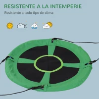 HOMCOM Columpio Nido Infantil Ø100x4,5 cm Columpio de Árbol Forma Redonda Columpio para Niños +3 Años Carga 100kg Jardín Exterior al Aire Libre Asiento Cómodo Verde(m-5)