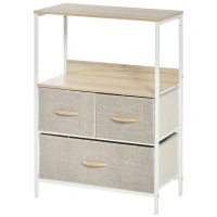 HOMCOM Commode meuble de rangement avec 3 tiroirs tissus, étagère et plateau supérieur, 58L x 29P x 81,5H cm(m-1)