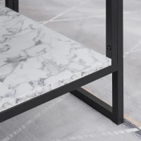 HOMCOM Mesa de Centro Moderno Mesa Baja de Salón con Encimera de Imitación Mármol con Estructura de Metal 106x50x45 cm Blanco(m-7)